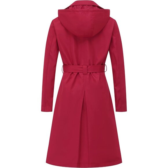 Water-Repellent Knee-Length Women's Slim Trench Coat with Chic Design & Pockets - Picture 2 of 6